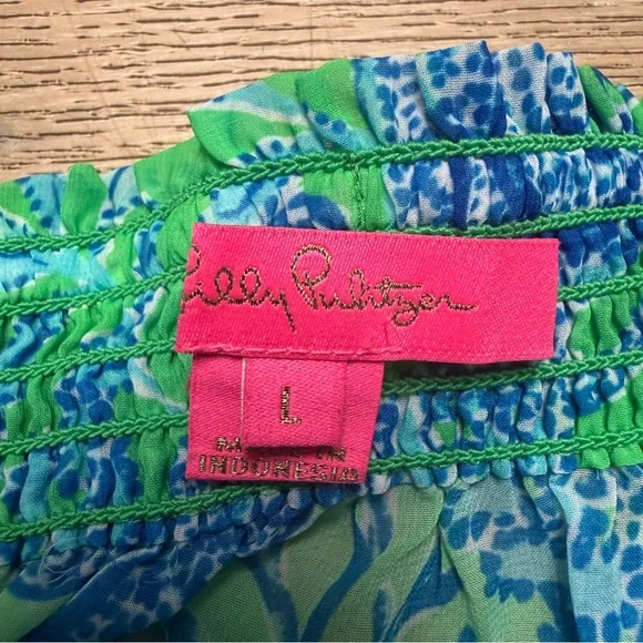 Lilly Pulitzer Maribeth Coverup Large Cabana Green Keepin It Reel EUC - Picture 9 of 10